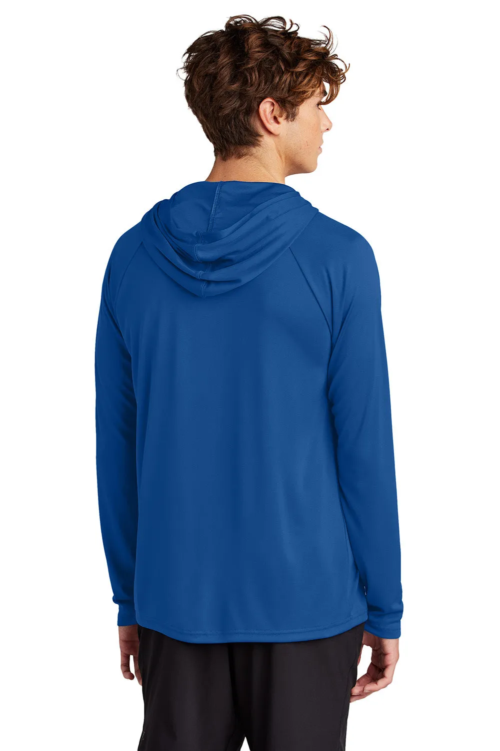 Port & Company Mens DryZone Performance Moisture Wicking Long Sleeve Hooded T-Shirt Hoodie - True Royal Blue