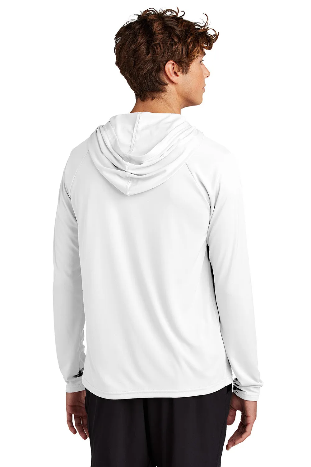 Port & Company Mens DryZone Performance Moisture Wicking Long Sleeve Hooded T-Shirt Hoodie - White