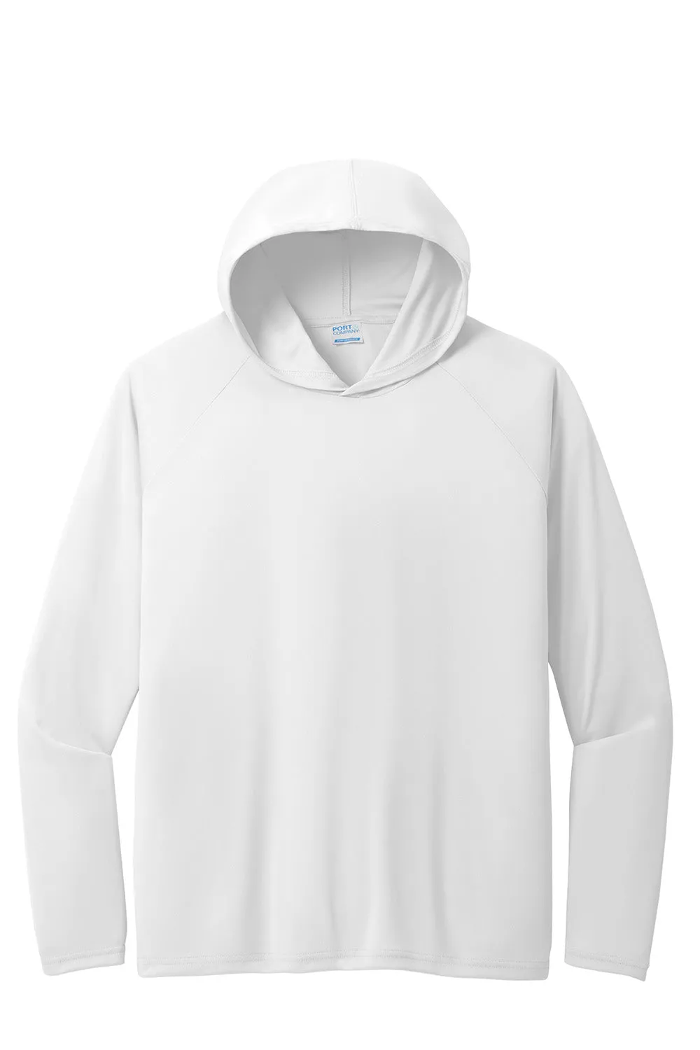 Port & Company Mens DryZone Performance Moisture Wicking Long Sleeve Hooded T-Shirt Hoodie - White