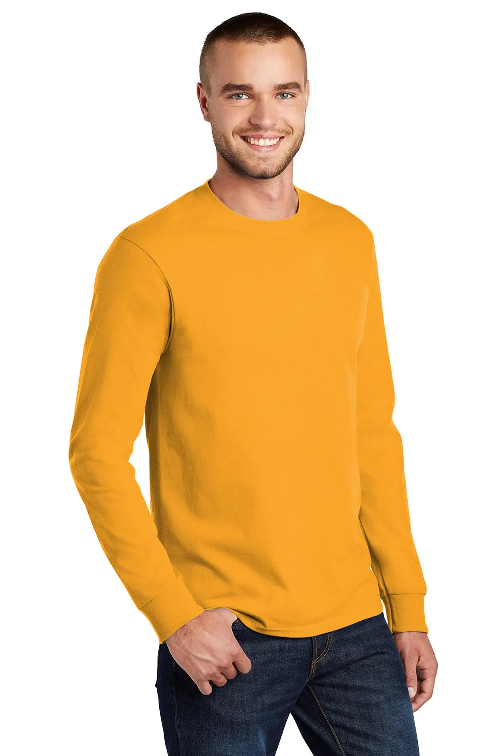 Port & Company Mens Essential Long Sleeve Crewneck T-Shirt - Gold