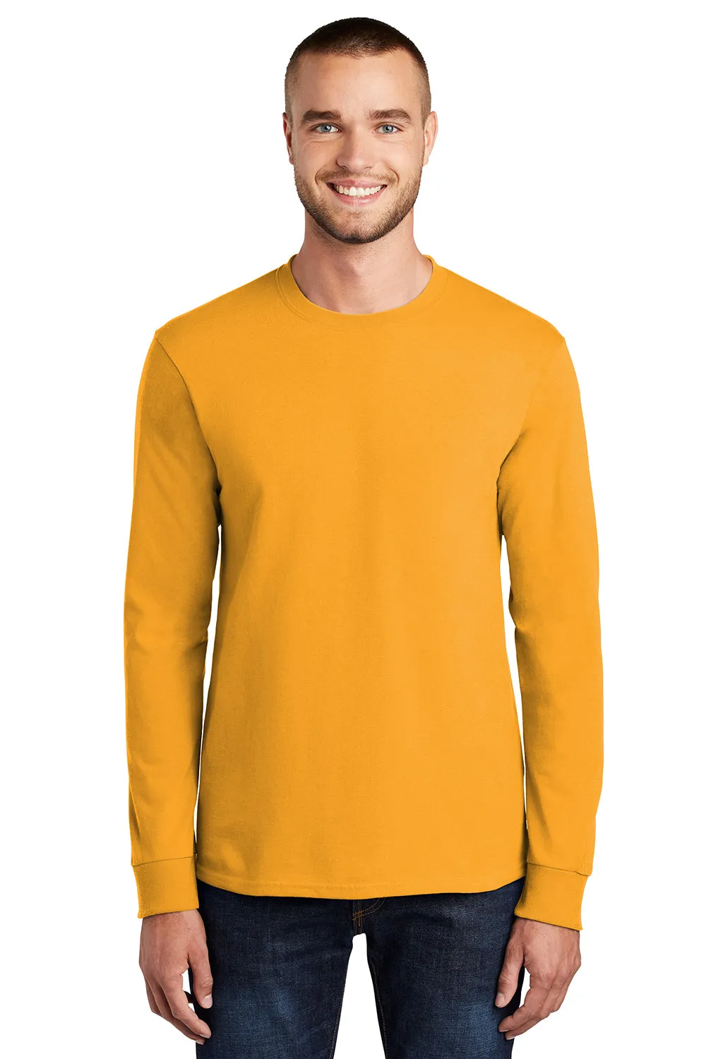 Port & Company Mens Essential Long Sleeve Crewneck T-Shirt - Gold