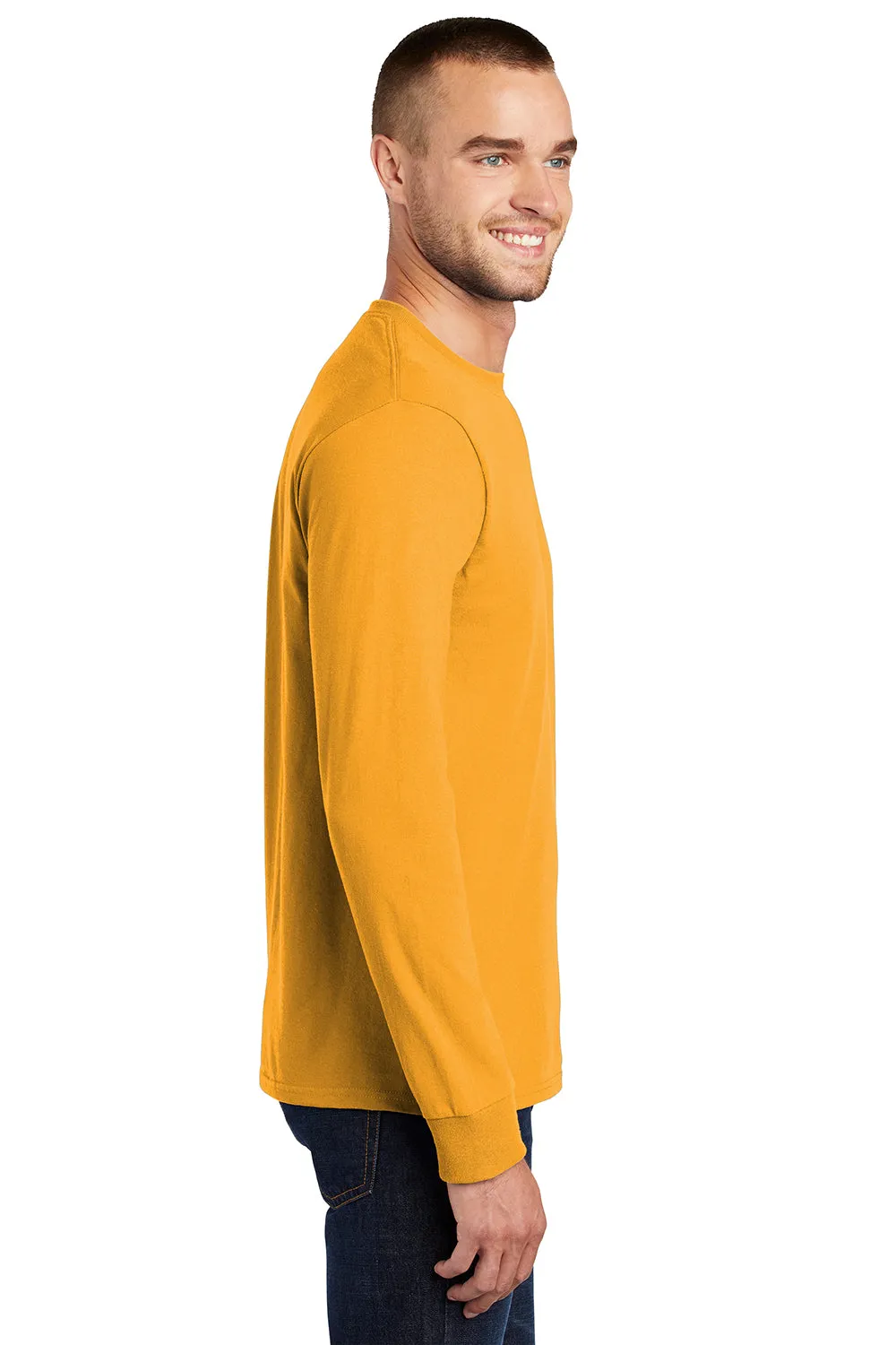 Port & Company Mens Essential Long Sleeve Crewneck T-Shirt - Gold