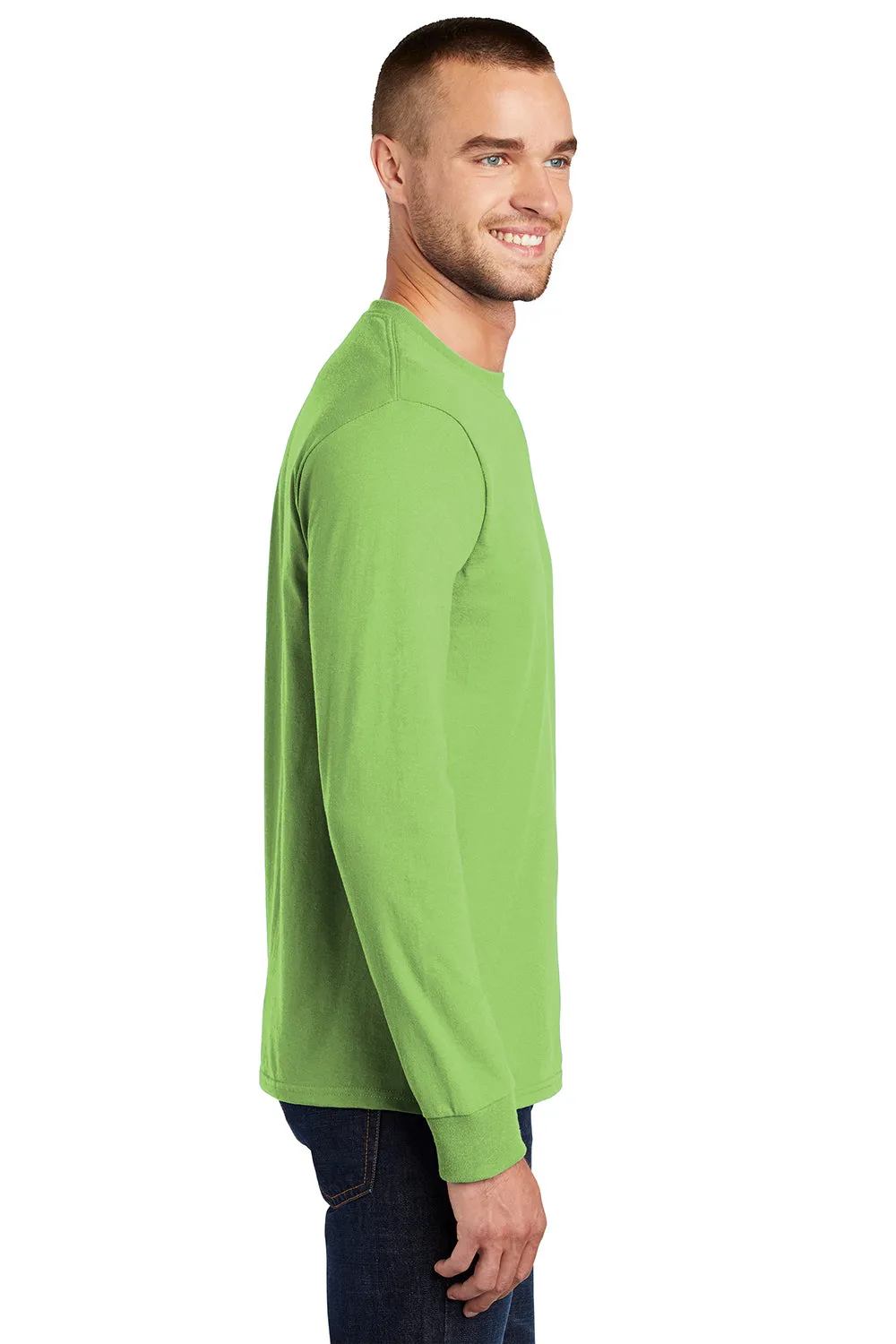 Port & Company Mens Essential Long Sleeve Crewneck T-Shirt - Lime Green