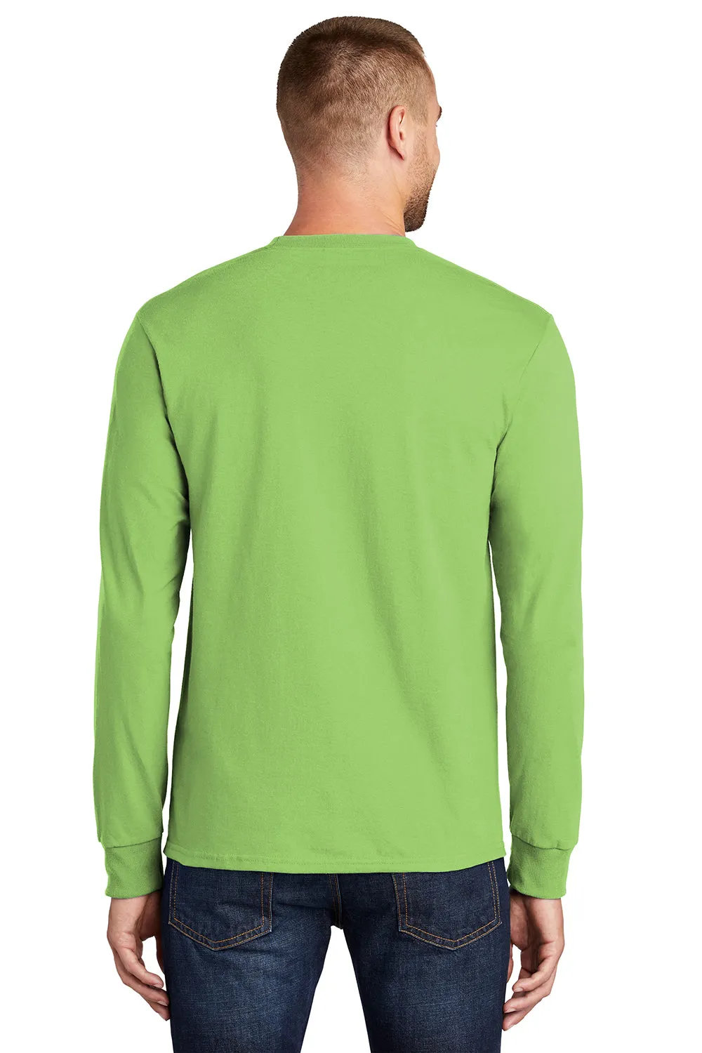 Port & Company Mens Essential Long Sleeve Crewneck T-Shirt - Lime Green