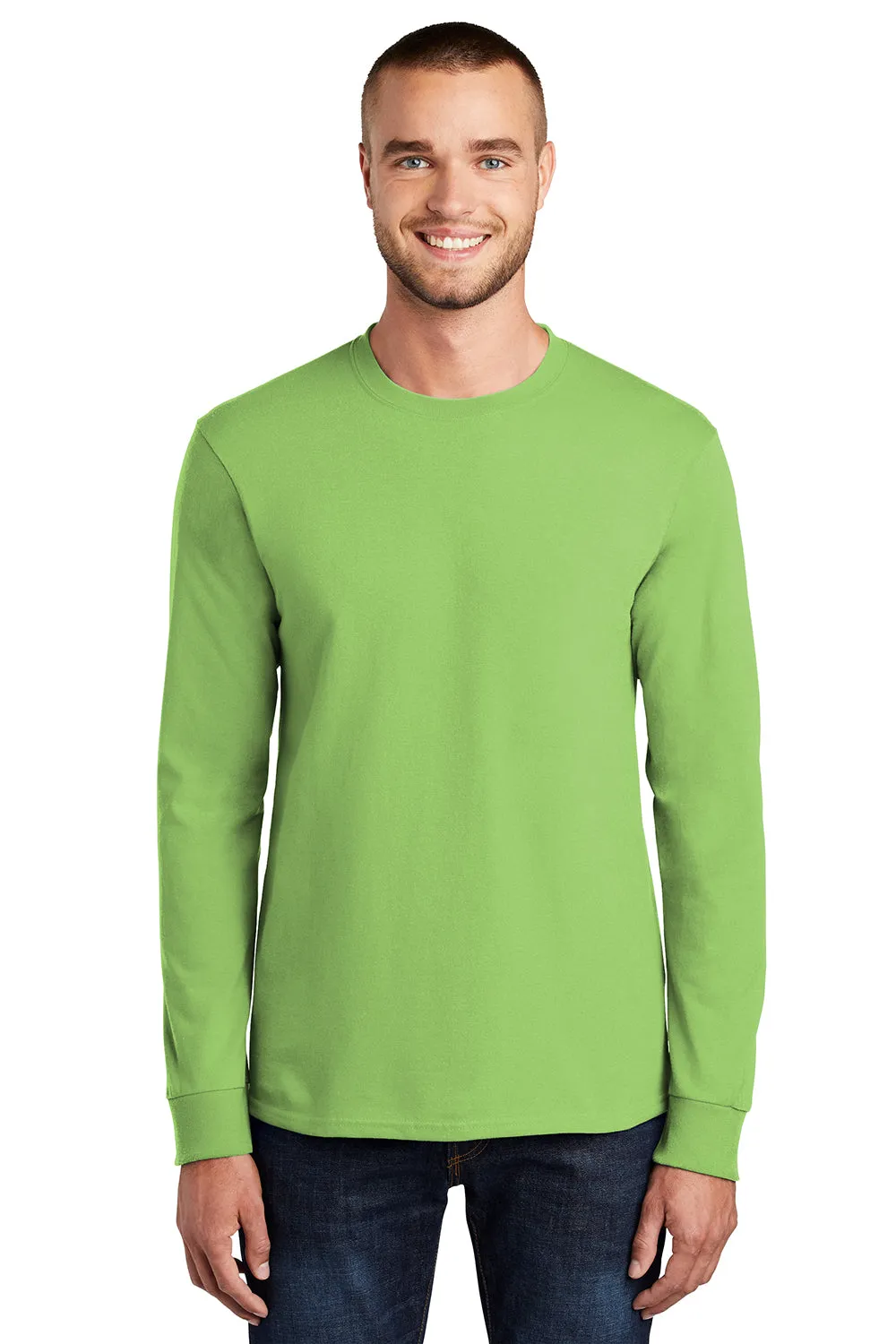 Port & Company Mens Essential Long Sleeve Crewneck T-Shirt - Lime Green