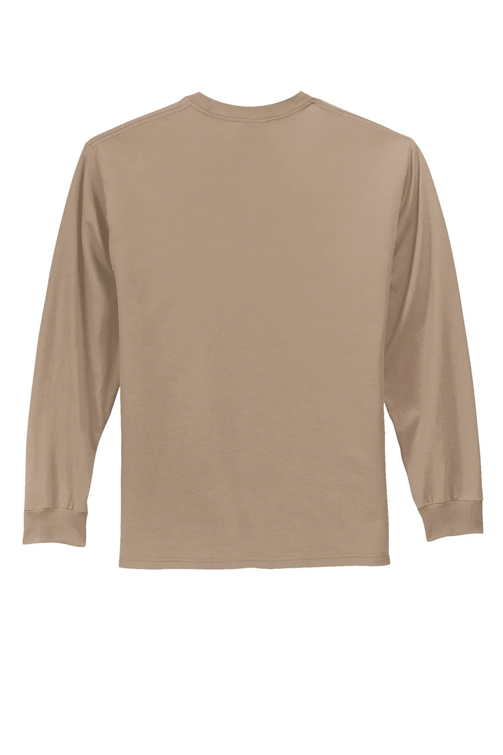 Port & Company Mens Essential Long Sleeve Crewneck T-Shirt - Sand Brown