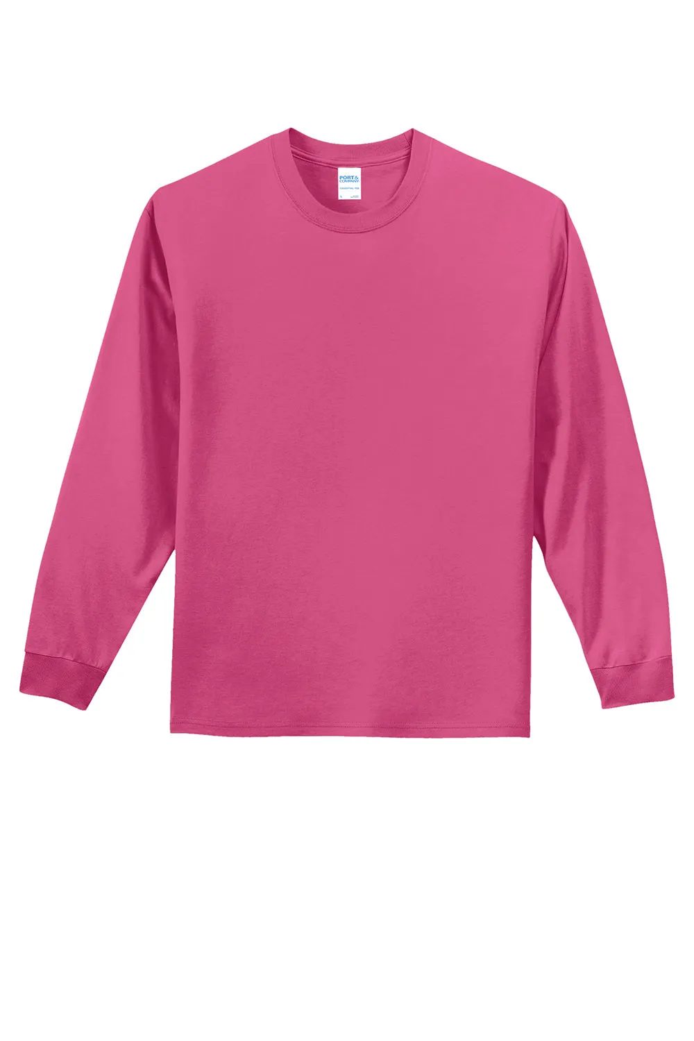 Port & Company Mens Essential Long Sleeve Crewneck T-Shirt - Sangria Pink