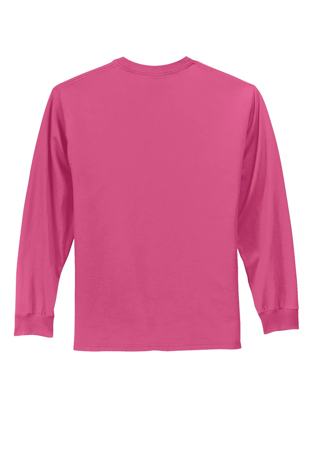 Port & Company Mens Essential Long Sleeve Crewneck T-Shirt - Sangria Pink