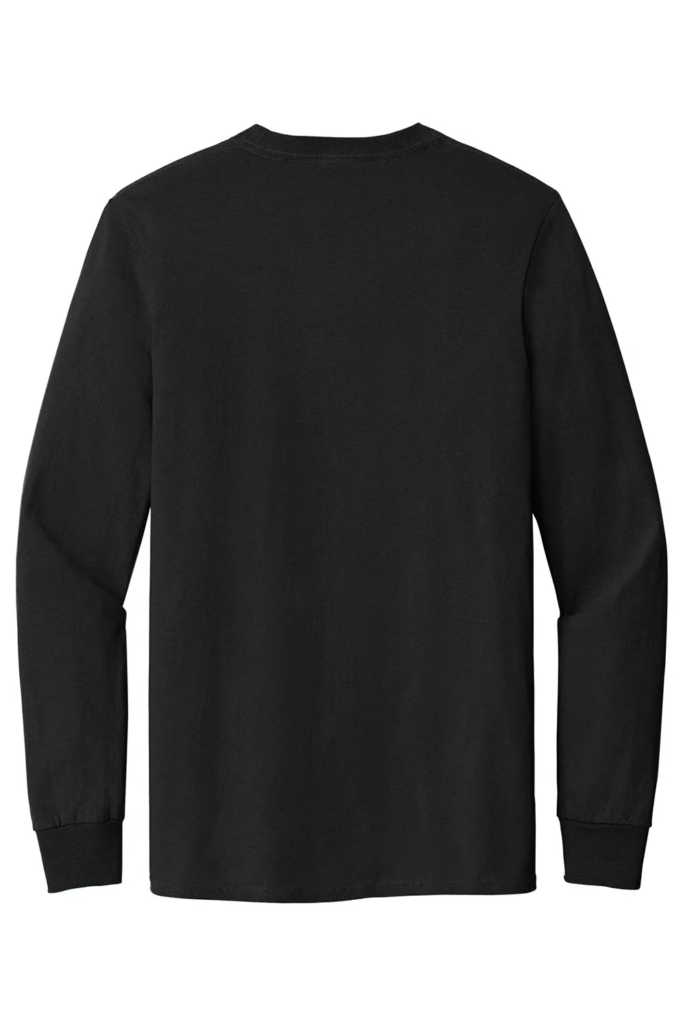 Port & Company Mens Essential Long Sleeve Crewneck T-Shirt w/ Pocket - Jet Black