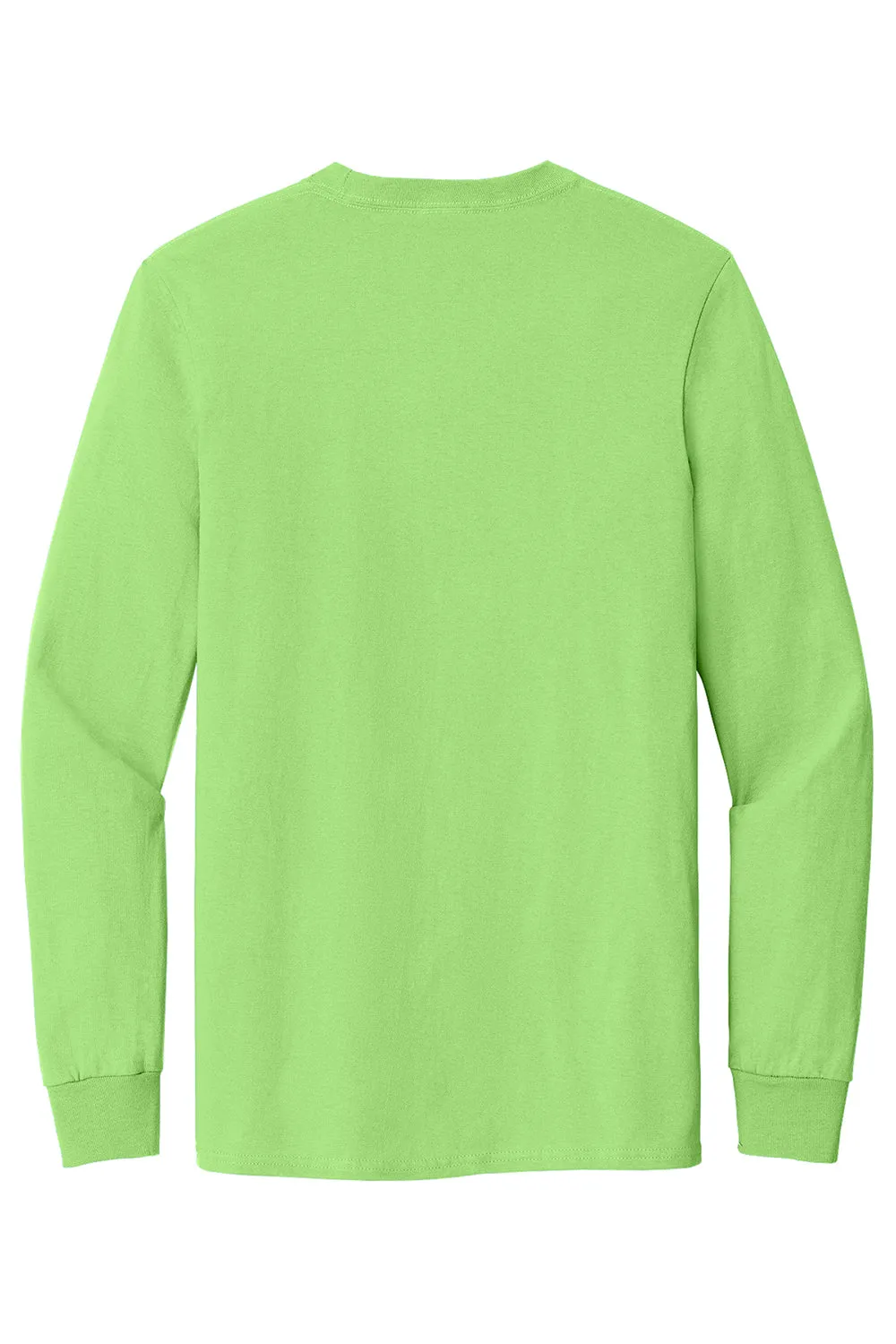 Port & Company Mens Essential Long Sleeve Crewneck T-Shirt w/ Pocket - Lime Green
