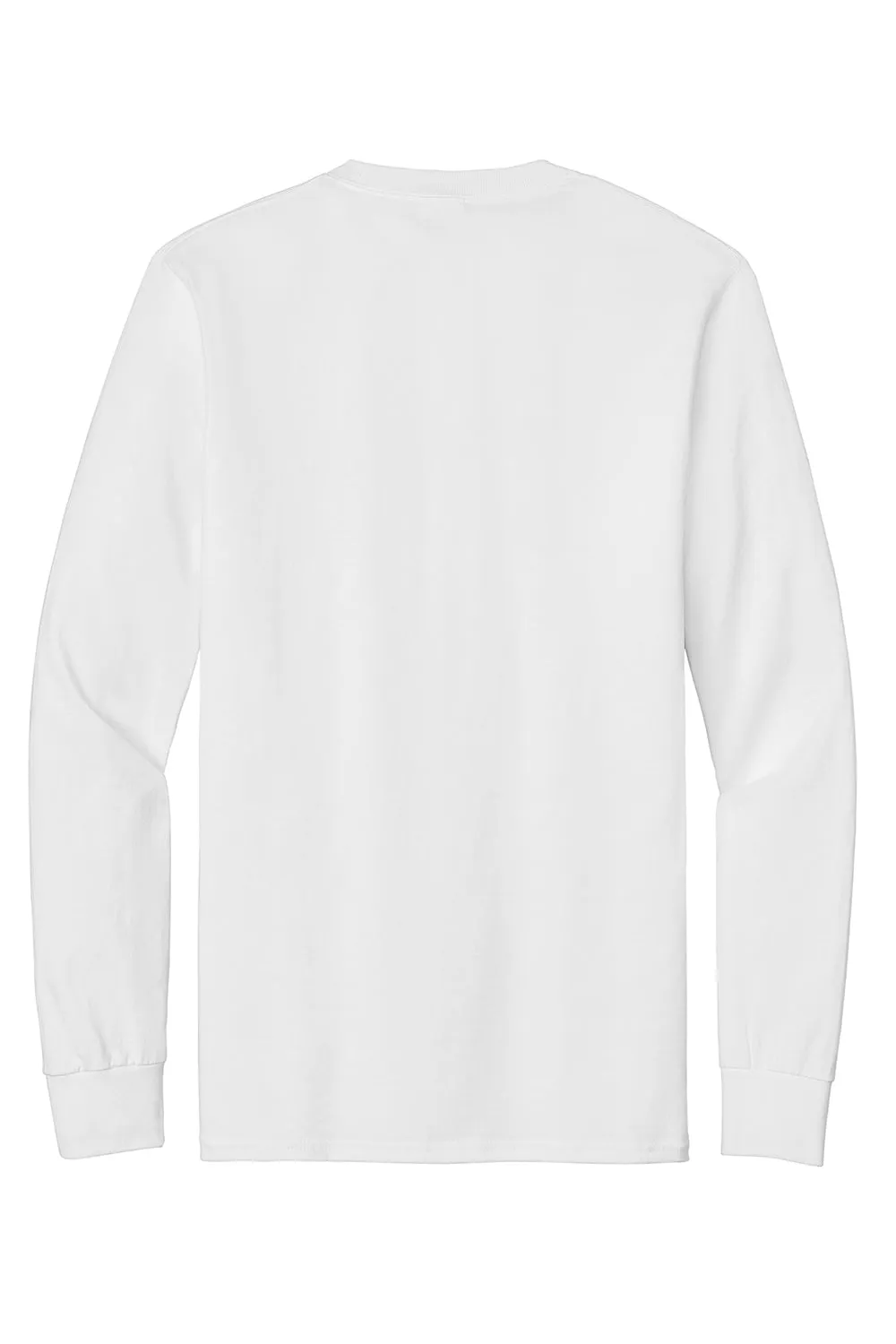 Port & Company Mens Essential Long Sleeve Crewneck T-Shirt w/ Pocket - White