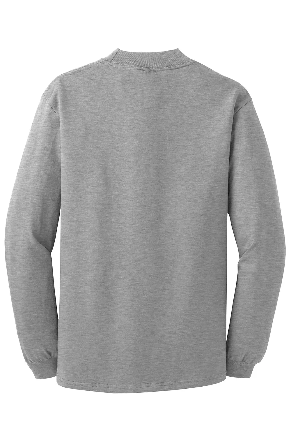 Port & Company Mens Essential Long Sleeve Mock Neck T-Shirt - Heather Grey