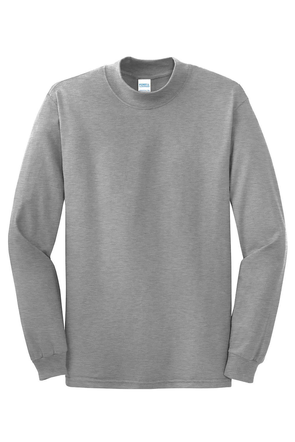 Port & Company Mens Essential Long Sleeve Mock Neck T-Shirt - Heather Grey