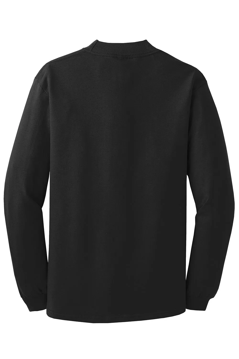 Port & Company Mens Essential Long Sleeve Mock Neck T-Shirt - Jet Black