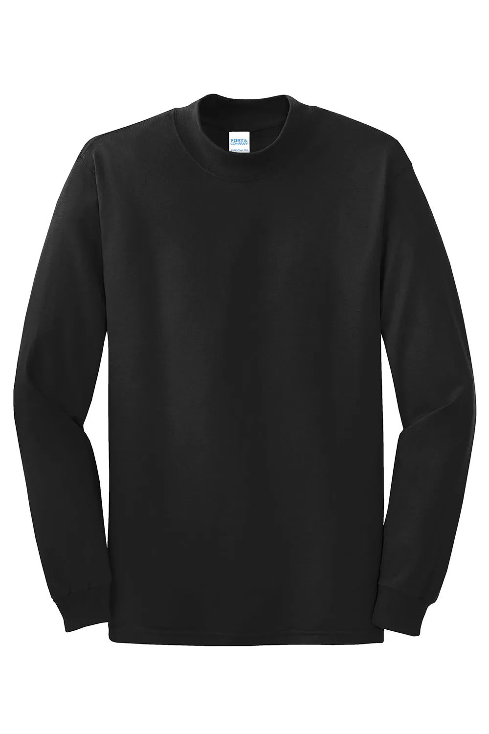 Port & Company Mens Essential Long Sleeve Mock Neck T-Shirt - Jet Black