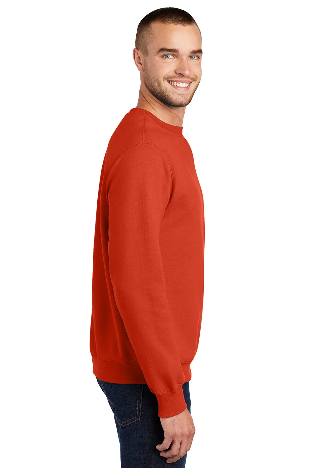 Port & Company Mens Essential Pill Resistant Fleece Crewneck Sweatshirt - Orange