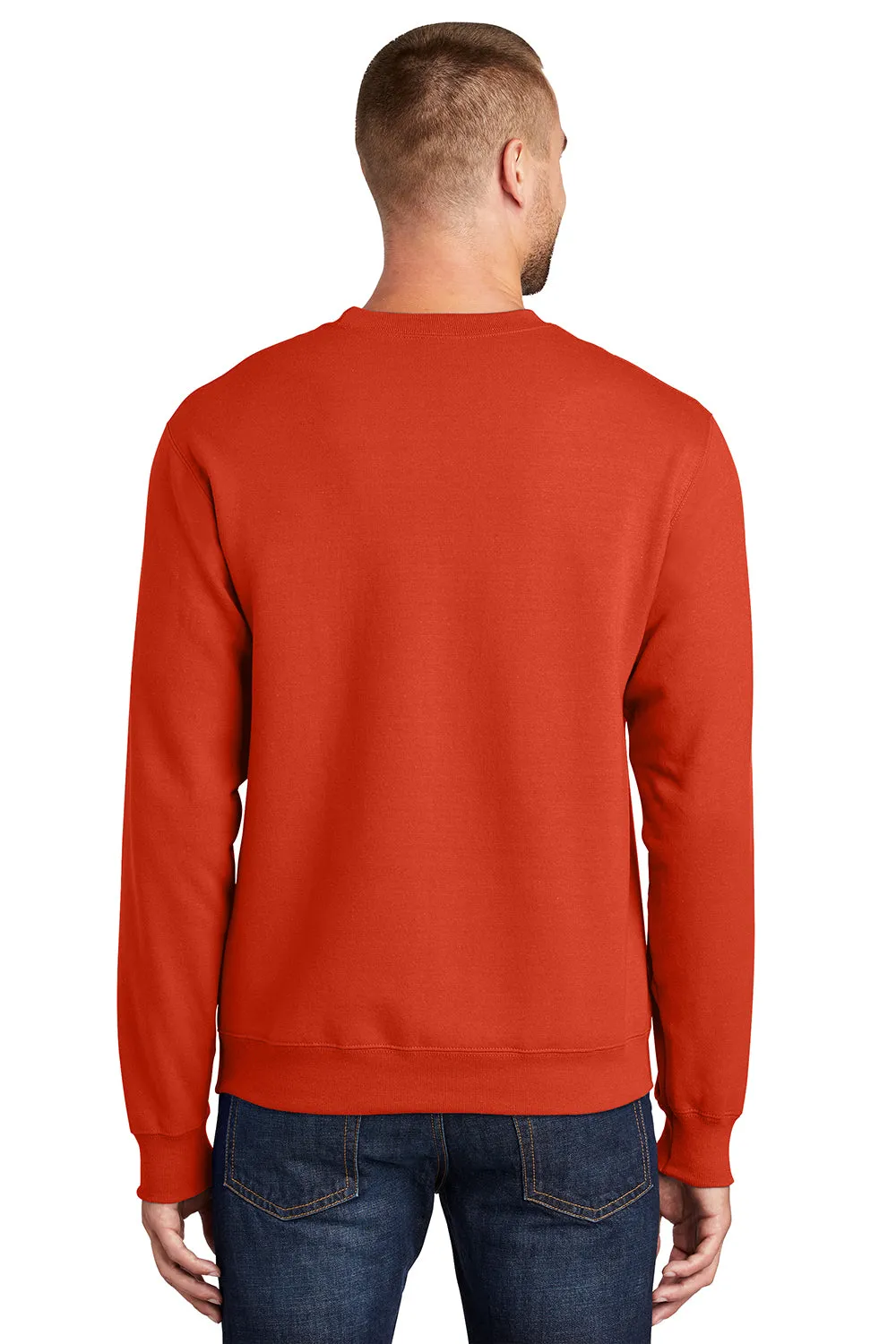 Port & Company Mens Essential Pill Resistant Fleece Crewneck Sweatshirt - Orange
