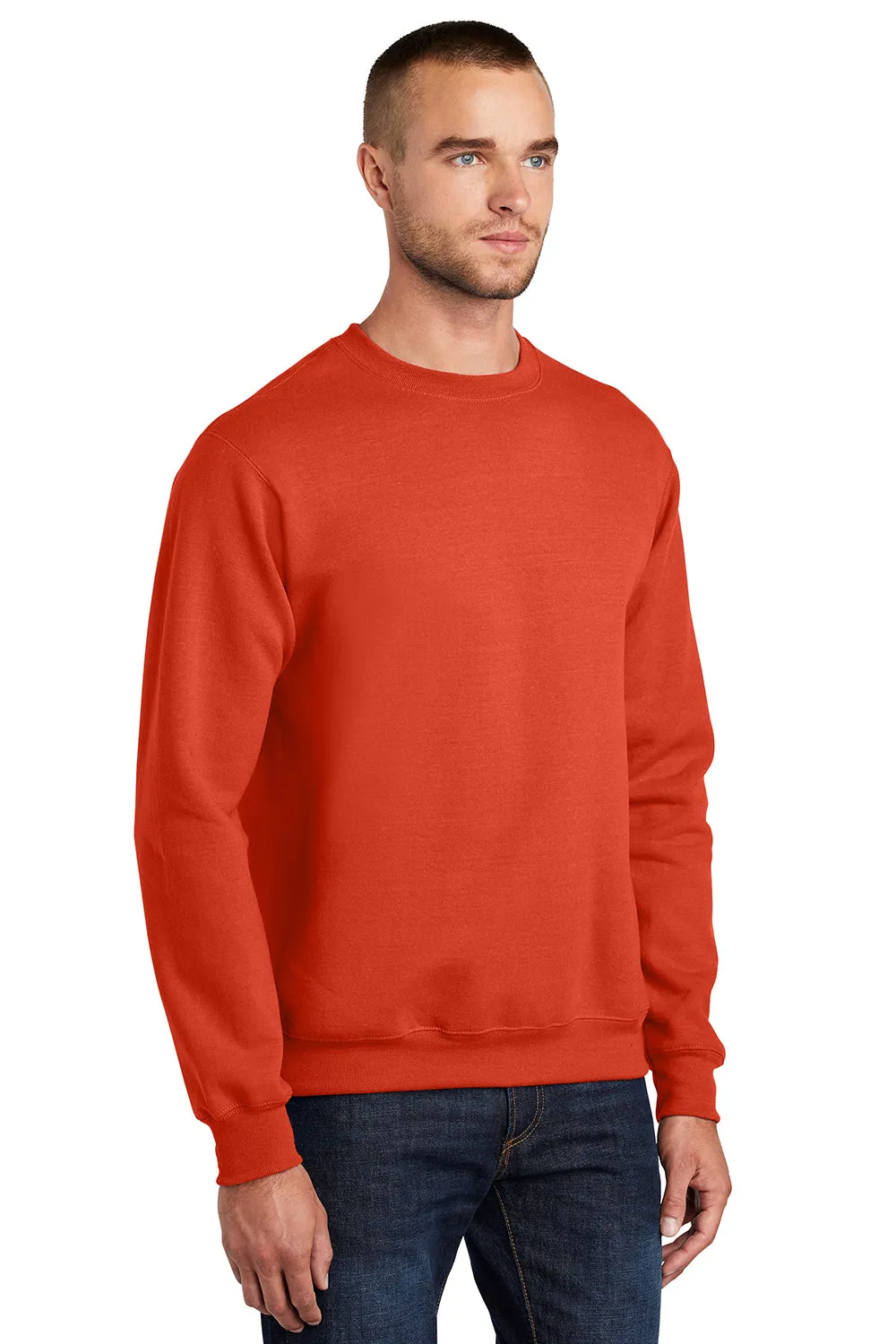 Port & Company Mens Essential Pill Resistant Fleece Crewneck Sweatshirt - Orange