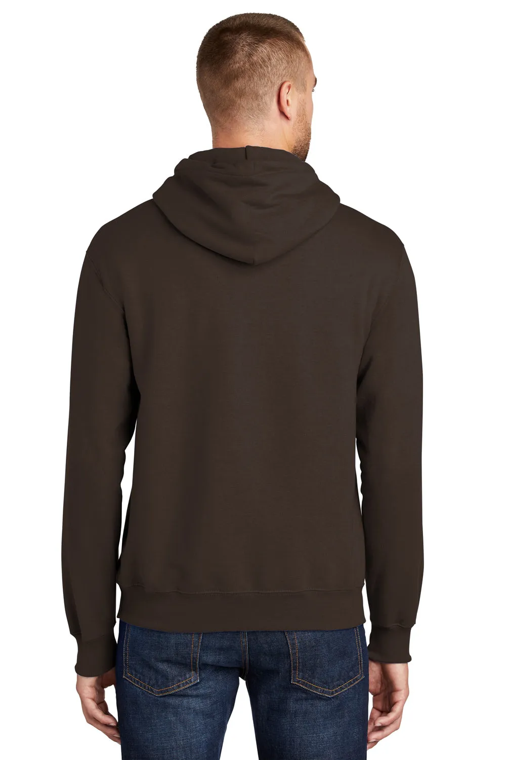 Port & Company Mens Essential Pill Resistant Fleece Hooded Sweatshirt Hoodie w/ Pouch Pocket - Dark Chocolate Brown