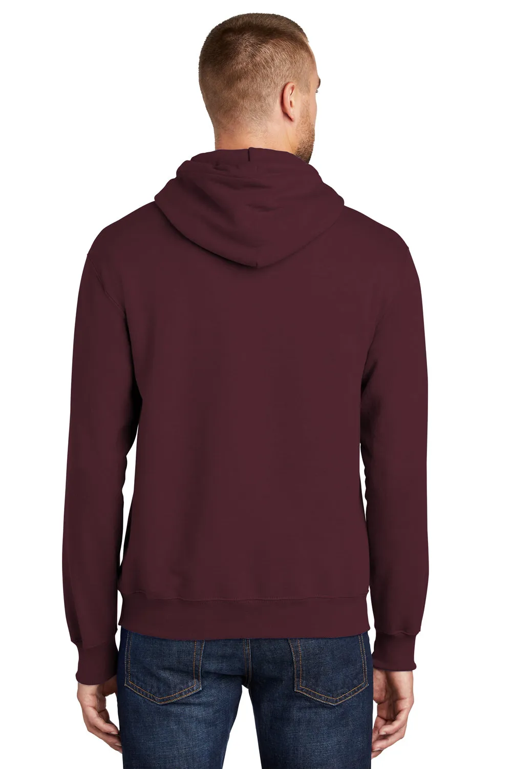 Port & Company Mens Essential Pill Resistant Fleece Hooded Sweatshirt Hoodie w/ Pouch Pocket - Maroon