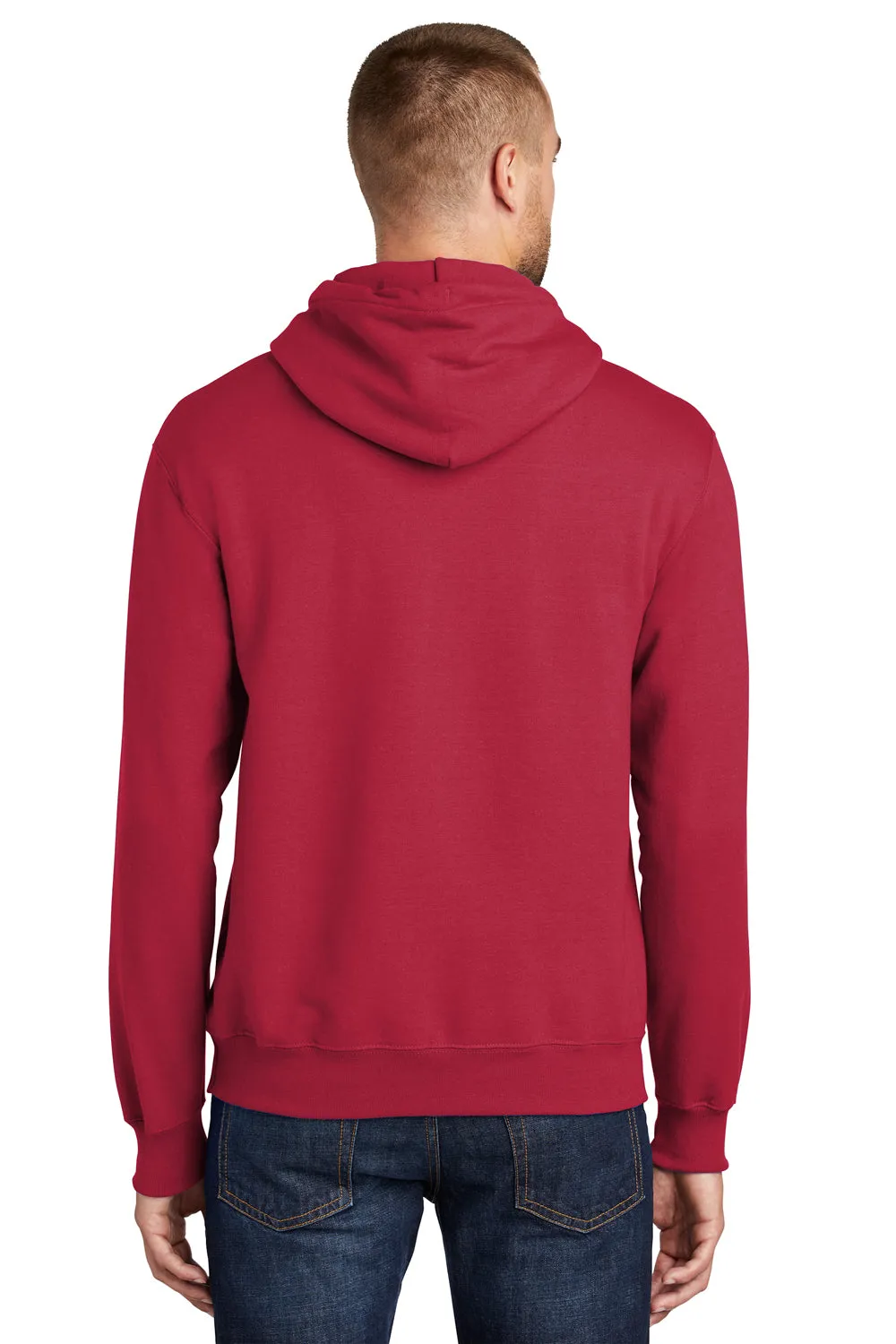 Port & Company Mens Essential Pill Resistant Fleece Hooded Sweatshirt Hoodie w/ Pouch Pocket - Red
