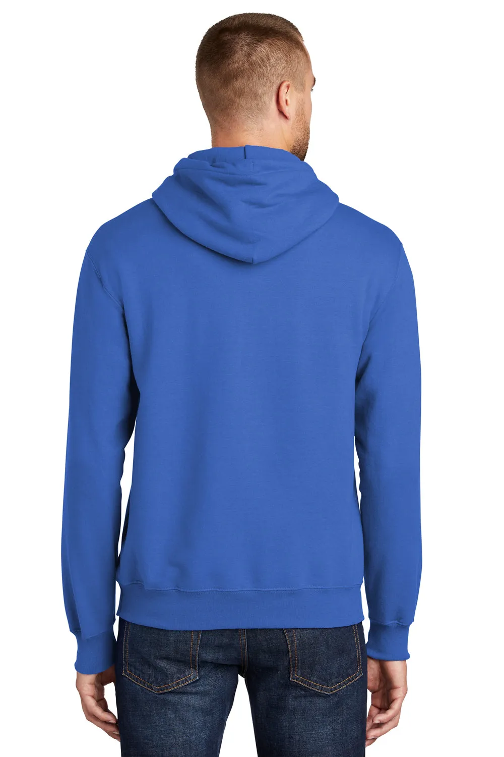 Port & Company Mens Essential Pill Resistant Fleece Hooded Sweatshirt Hoodie w/ Pouch Pocket - Royal Blue
