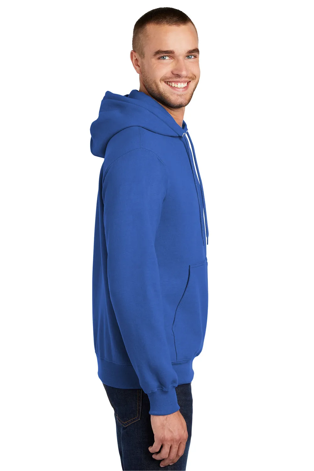 Port & Company Mens Essential Pill Resistant Fleece Hooded Sweatshirt Hoodie w/ Pouch Pocket - Royal Blue