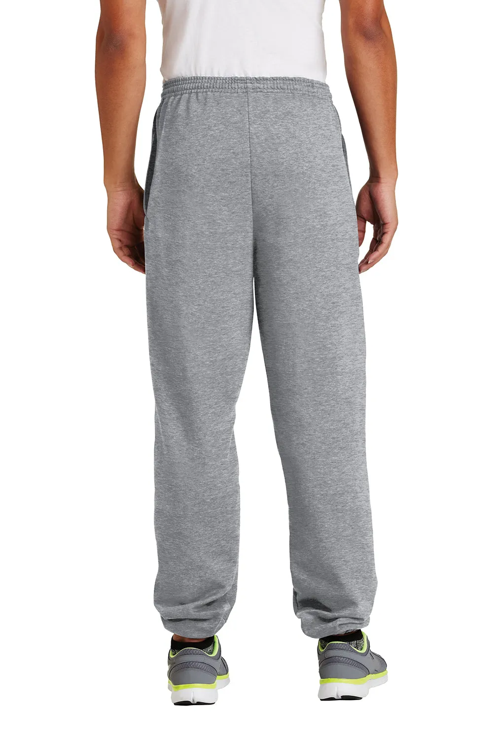 Port & Company Mens Essential Pill Resistant Fleece Sweatpants w/ Pockets - Heather Grey