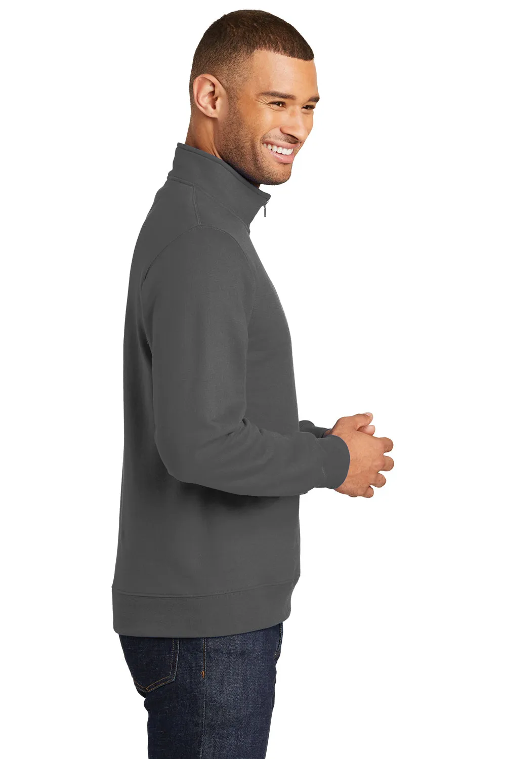 Port & Company Mens Fan Favorite Fleece 1/4 Zip Sweatshirt - Charcoal Grey