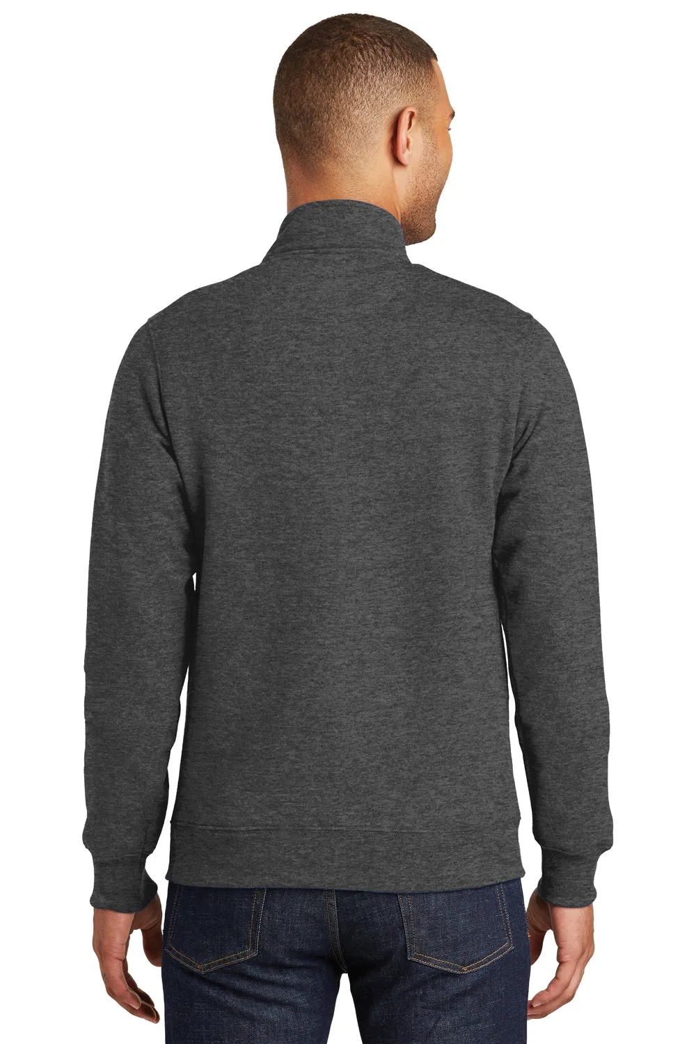 Port & Company Mens Fan Favorite Fleece 1/4 Zip Sweatshirt - Heather Dark Grey