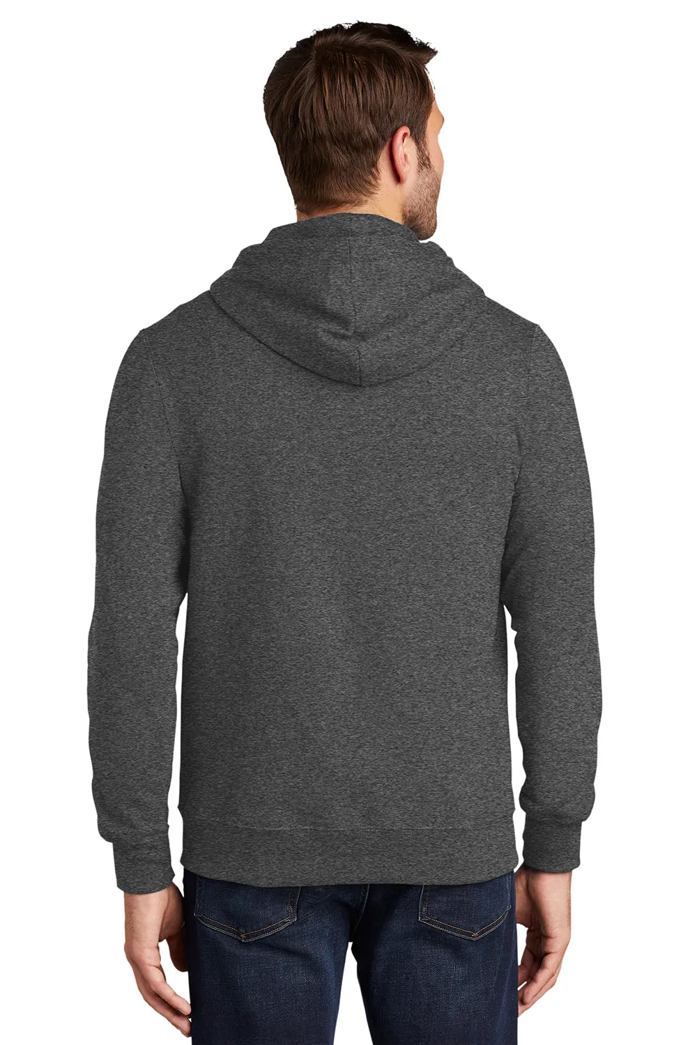 Port & Company Mens Fan Favorite Fleece Full Zip Hooded Sweatshirt Hoodie w/ Pockets - Heather Dark Grey