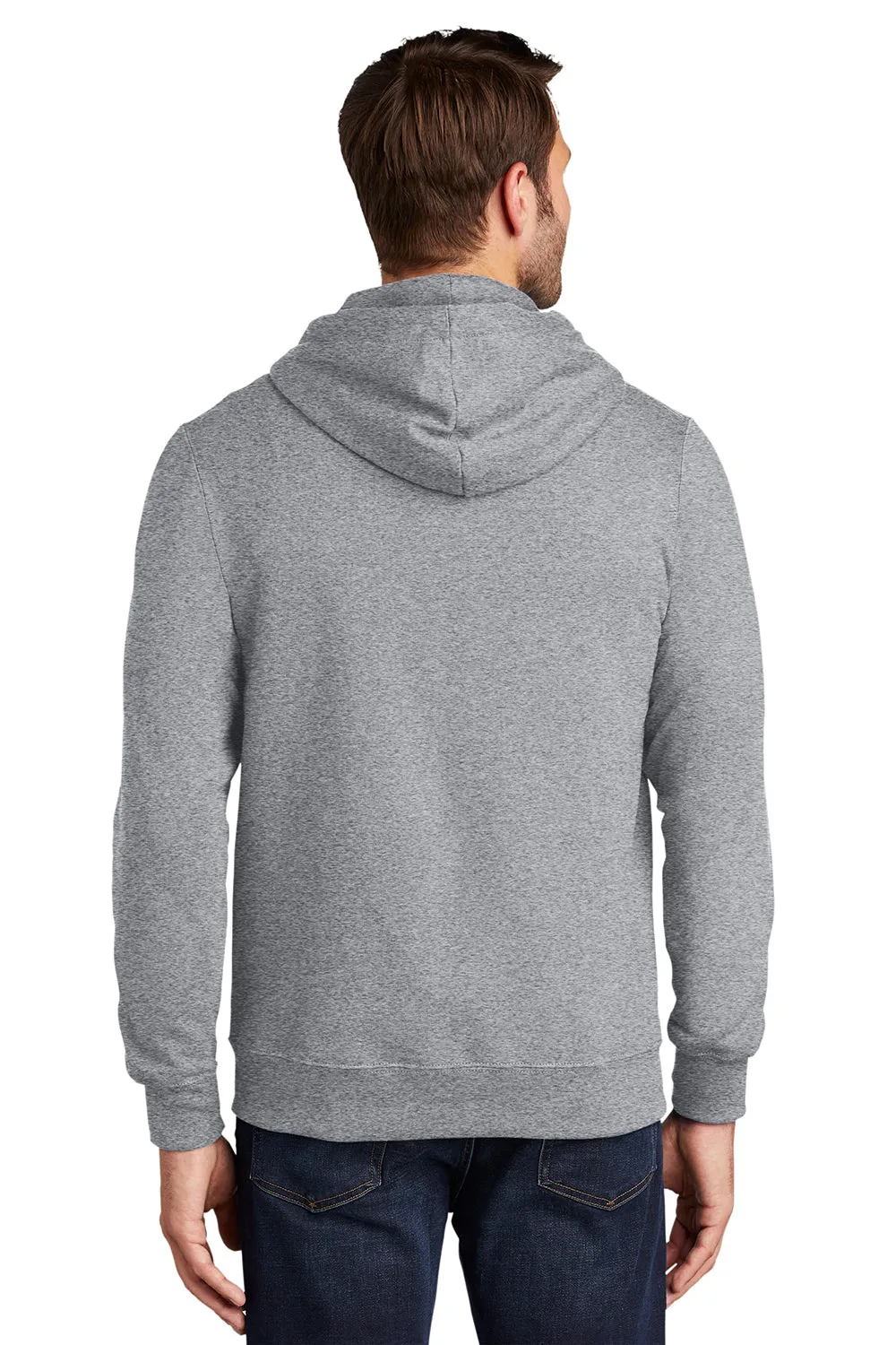 Port & Company Mens Fan Favorite Fleece Full Zip Hooded Sweatshirt Hoodie w/ Pockets - Heather Grey
