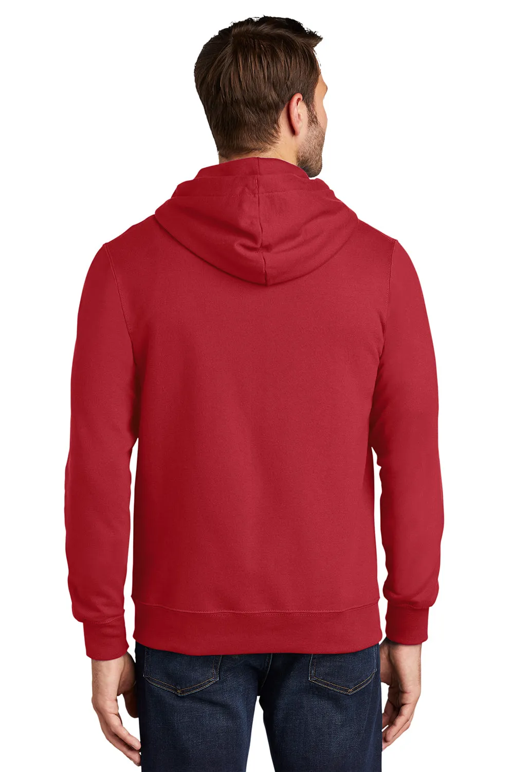 Port & Company Mens Fan Favorite Fleece Full Zip Hooded Sweatshirt Hoodie w/ Pockets - Team Cardinal Red