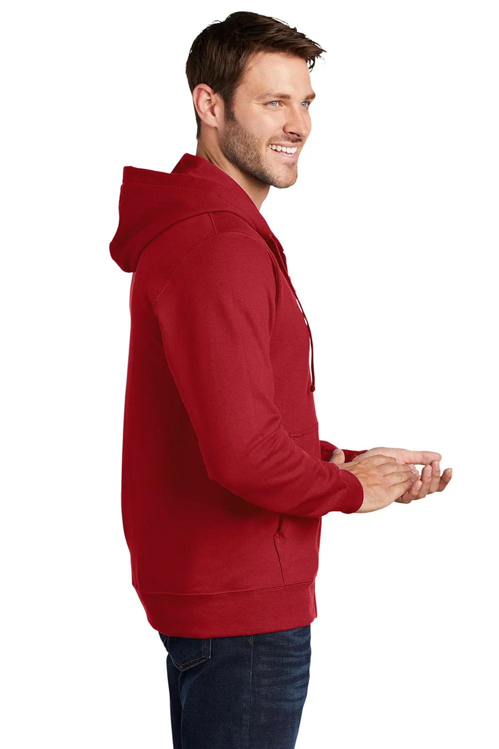 Port & Company Mens Fan Favorite Fleece Full Zip Hooded Sweatshirt Hoodie w/ Pockets - Team Cardinal Red