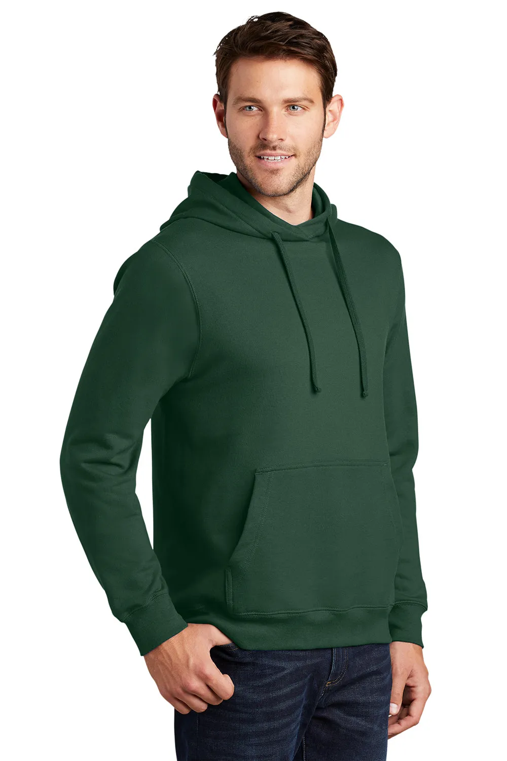 Port & Company Mens Fan Favorite Fleece Hooded Sweatshirt Hoodie w/ Pouch Pocket - Forest Green