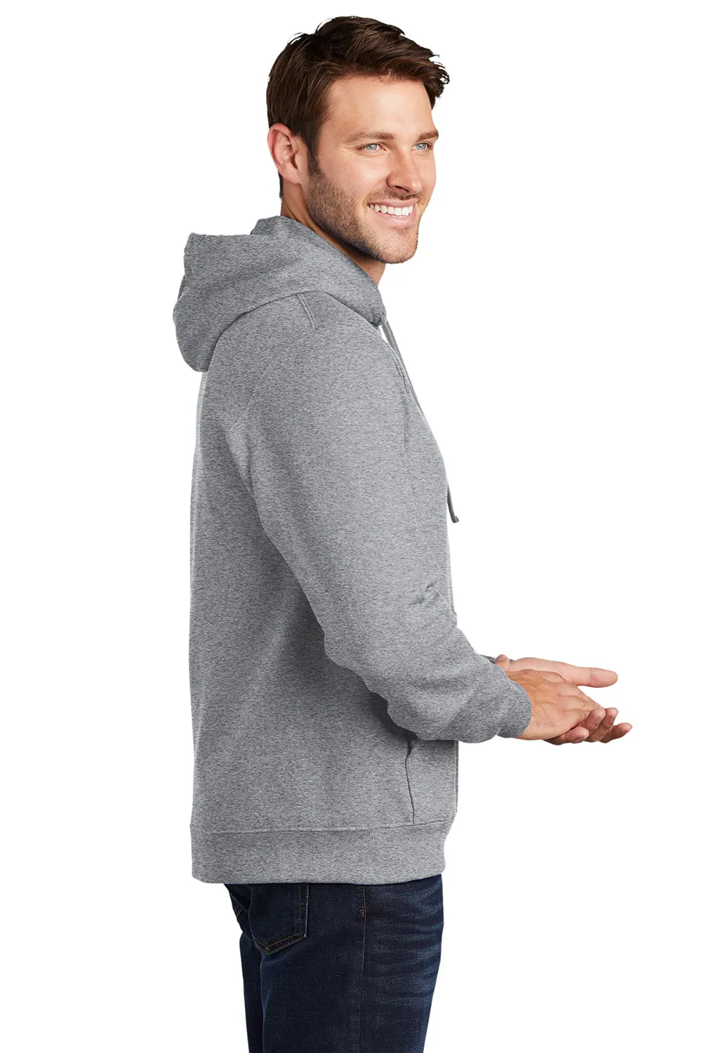 Port & Company Mens Fan Favorite Fleece Hooded Sweatshirt Hoodie w/ Pouch Pocket - Heather Grey