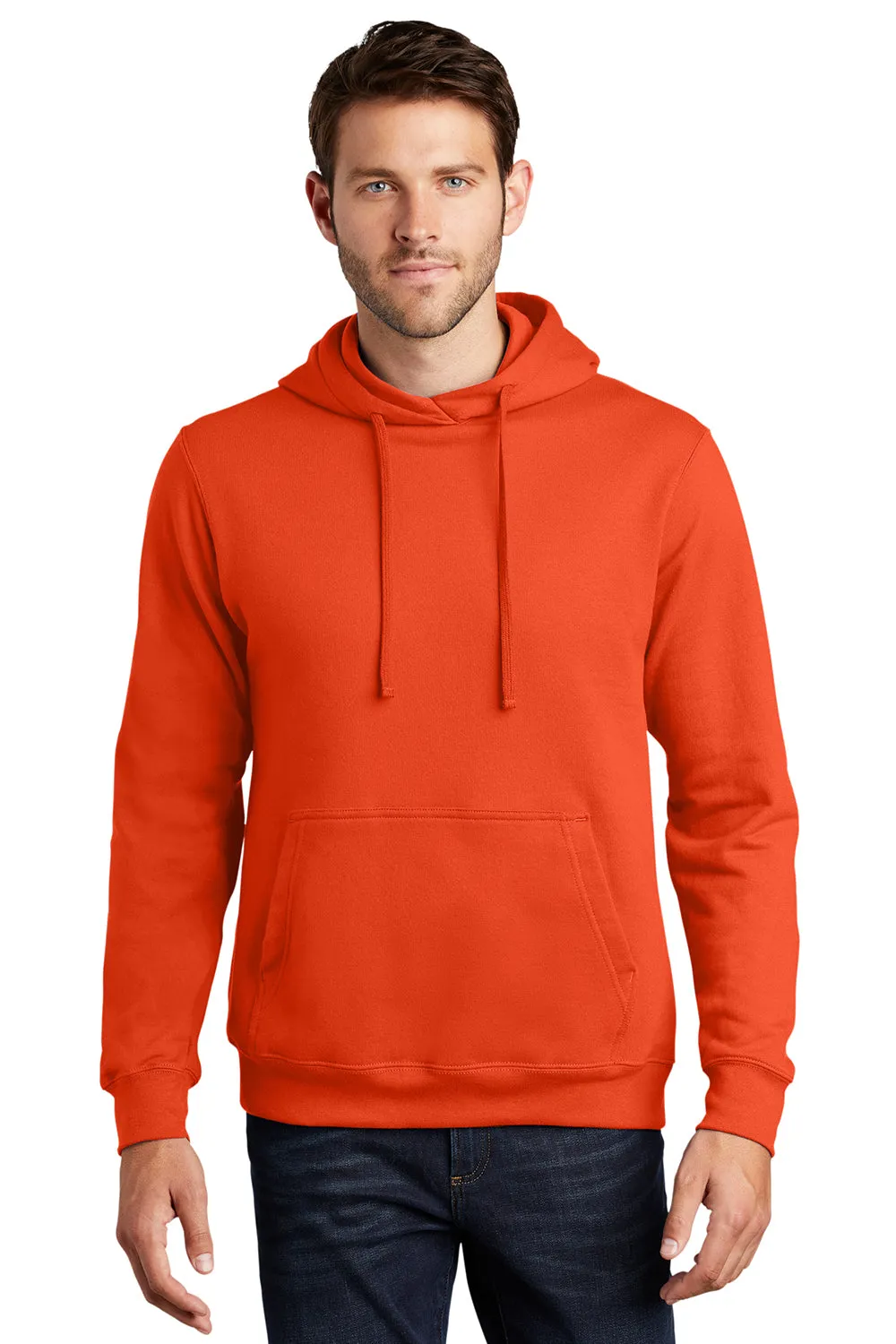 Port & Company Mens Fan Favorite Fleece Hooded Sweatshirt Hoodie w/ Pouch Pocket - Orange