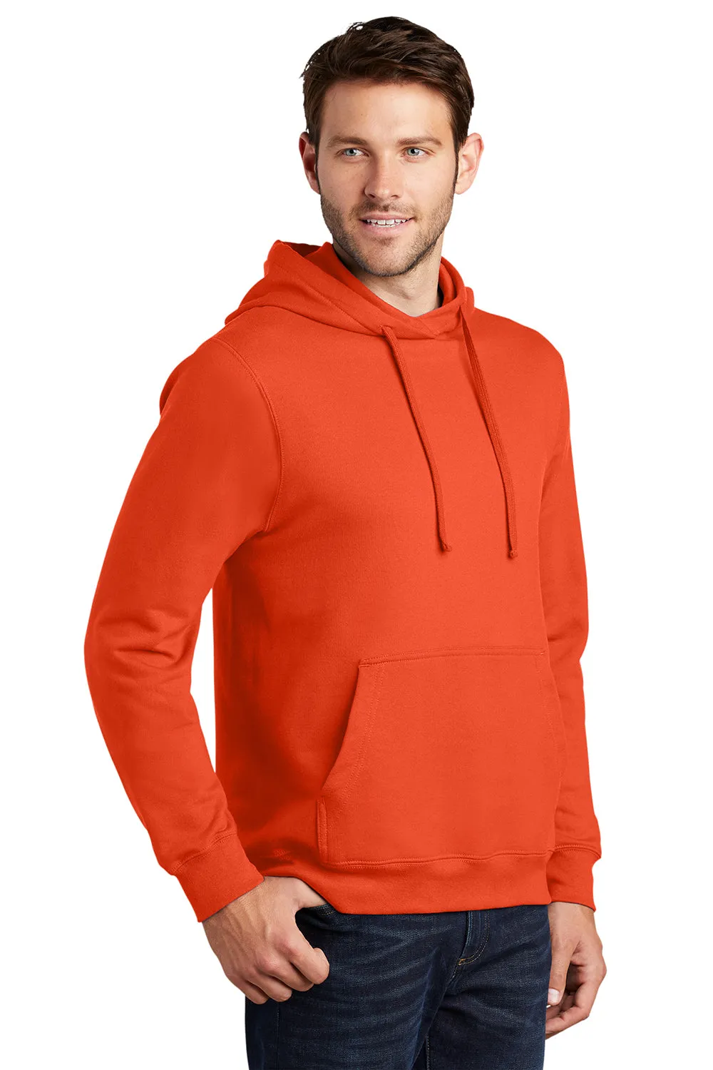 Port & Company Mens Fan Favorite Fleece Hooded Sweatshirt Hoodie w/ Pouch Pocket - Orange