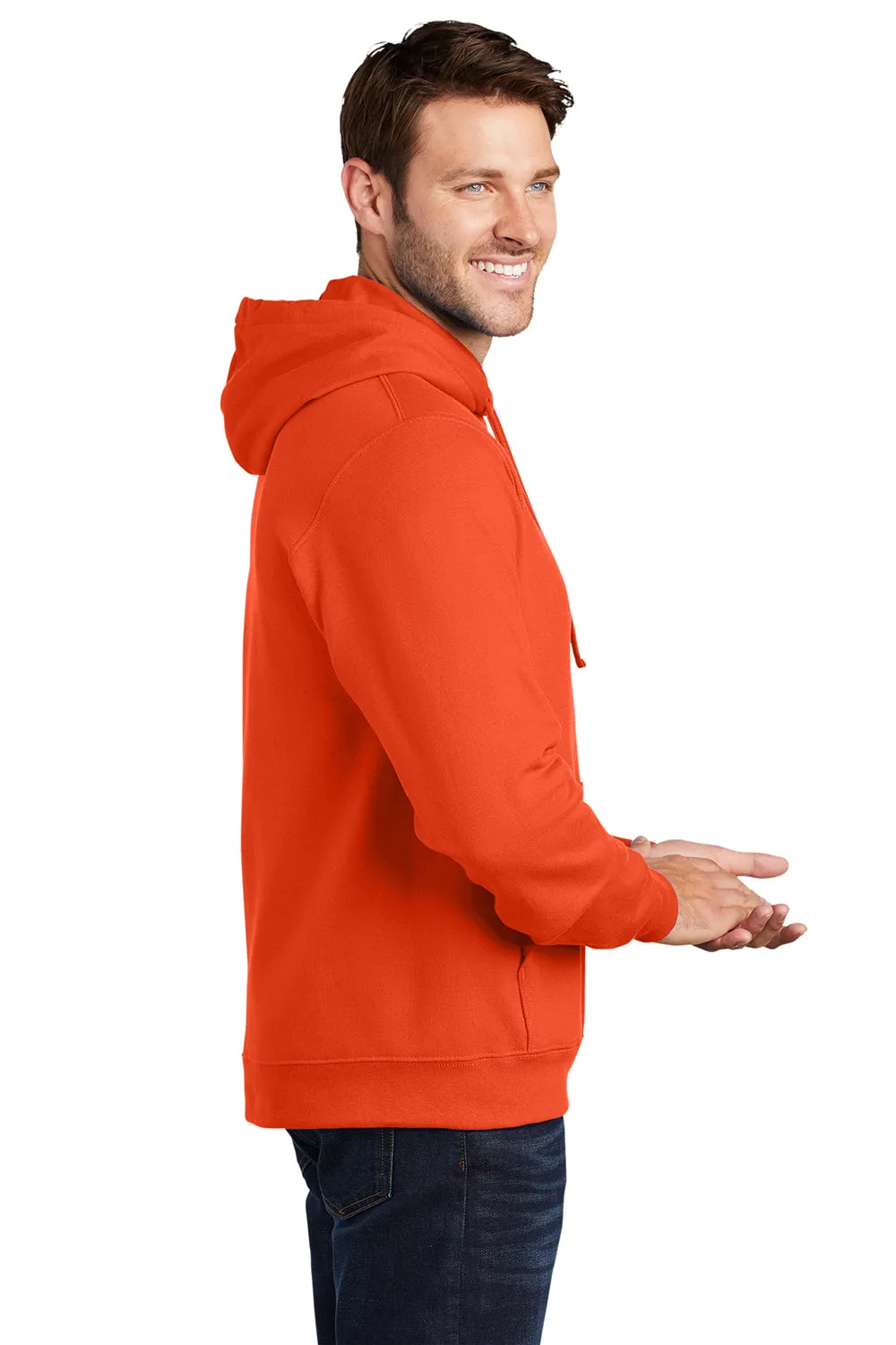 Port & Company Mens Fan Favorite Fleece Hooded Sweatshirt Hoodie w/ Pouch Pocket - Orange