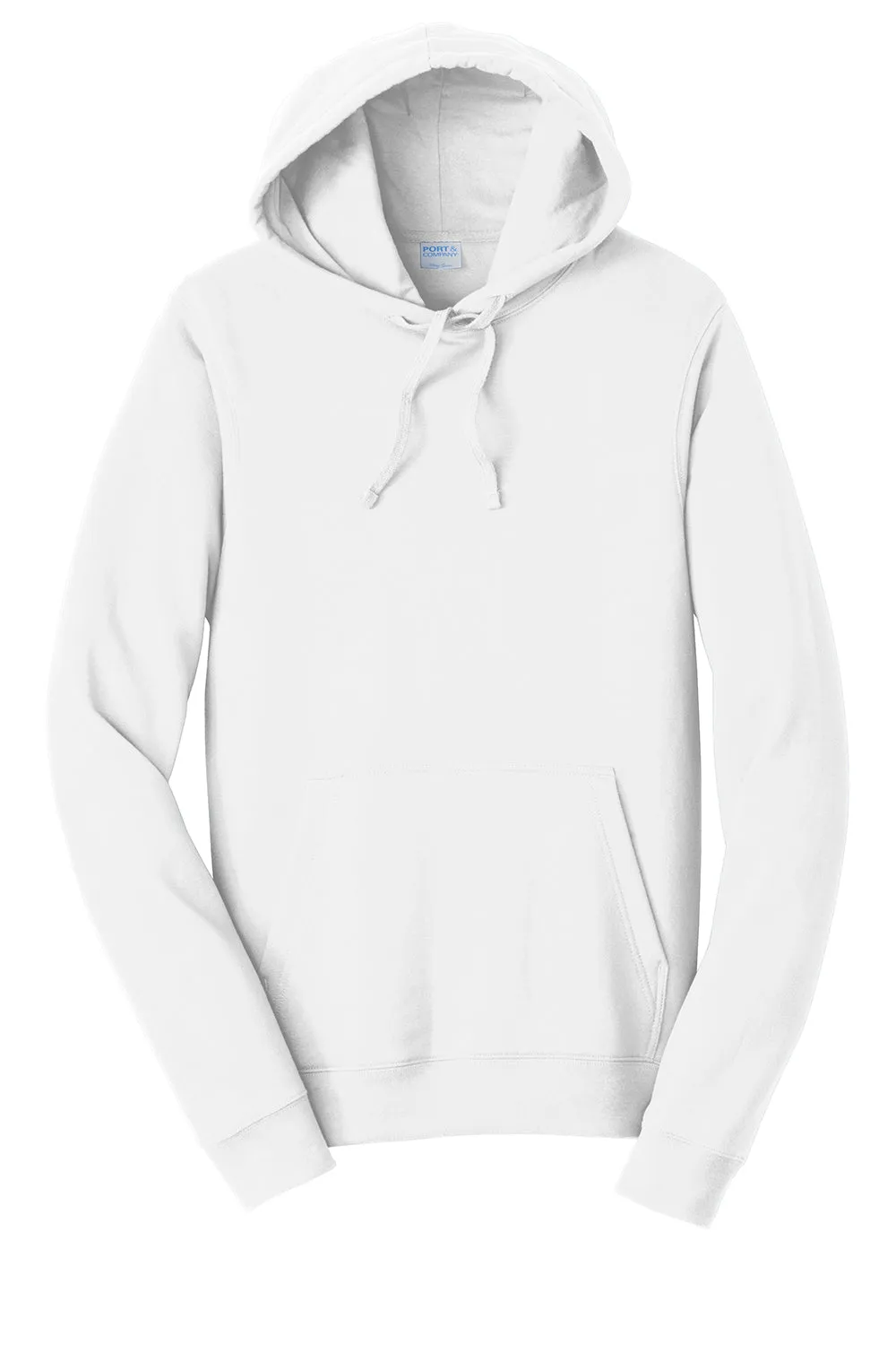 Port & Company Mens Fan Favorite Fleece Hooded Sweatshirt Hoodie w/ Pouch Pocket - White