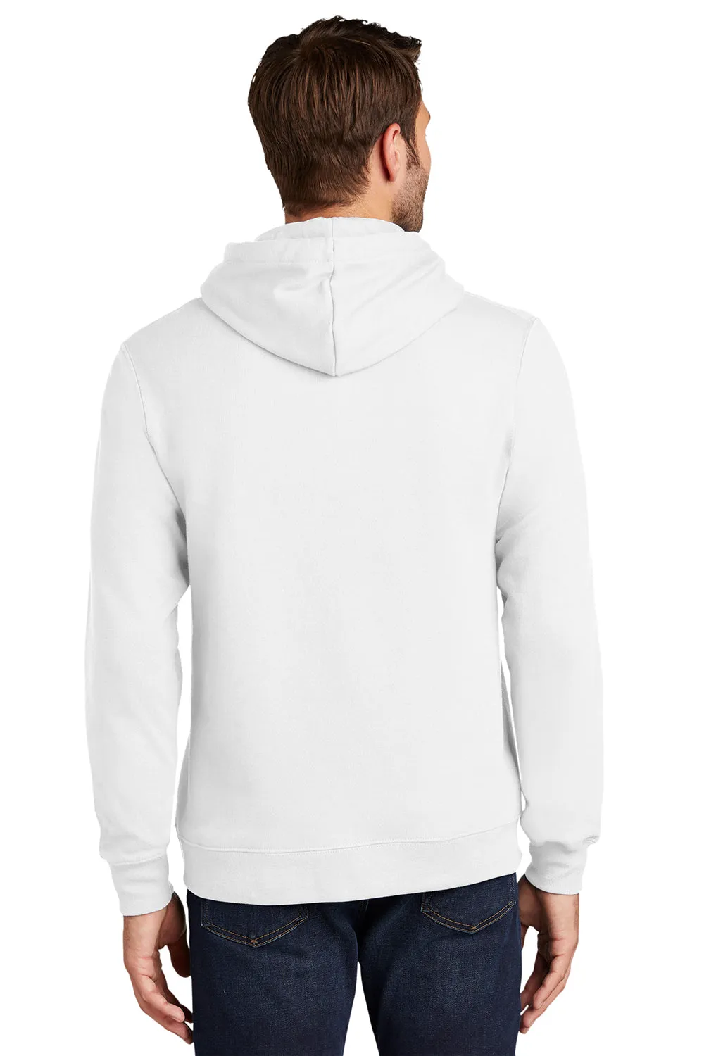 Port & Company Mens Fan Favorite Fleece Hooded Sweatshirt Hoodie w/ Pouch Pocket - White