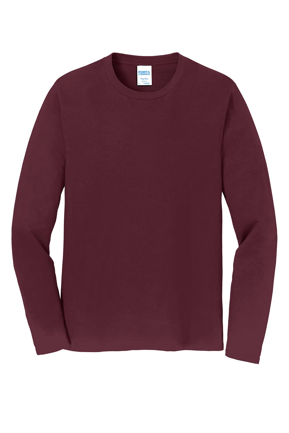 Port & Company Mens Fan Favorite Long Sleeve Crewneck T-Shirt - Athletic Maroon - Closeout