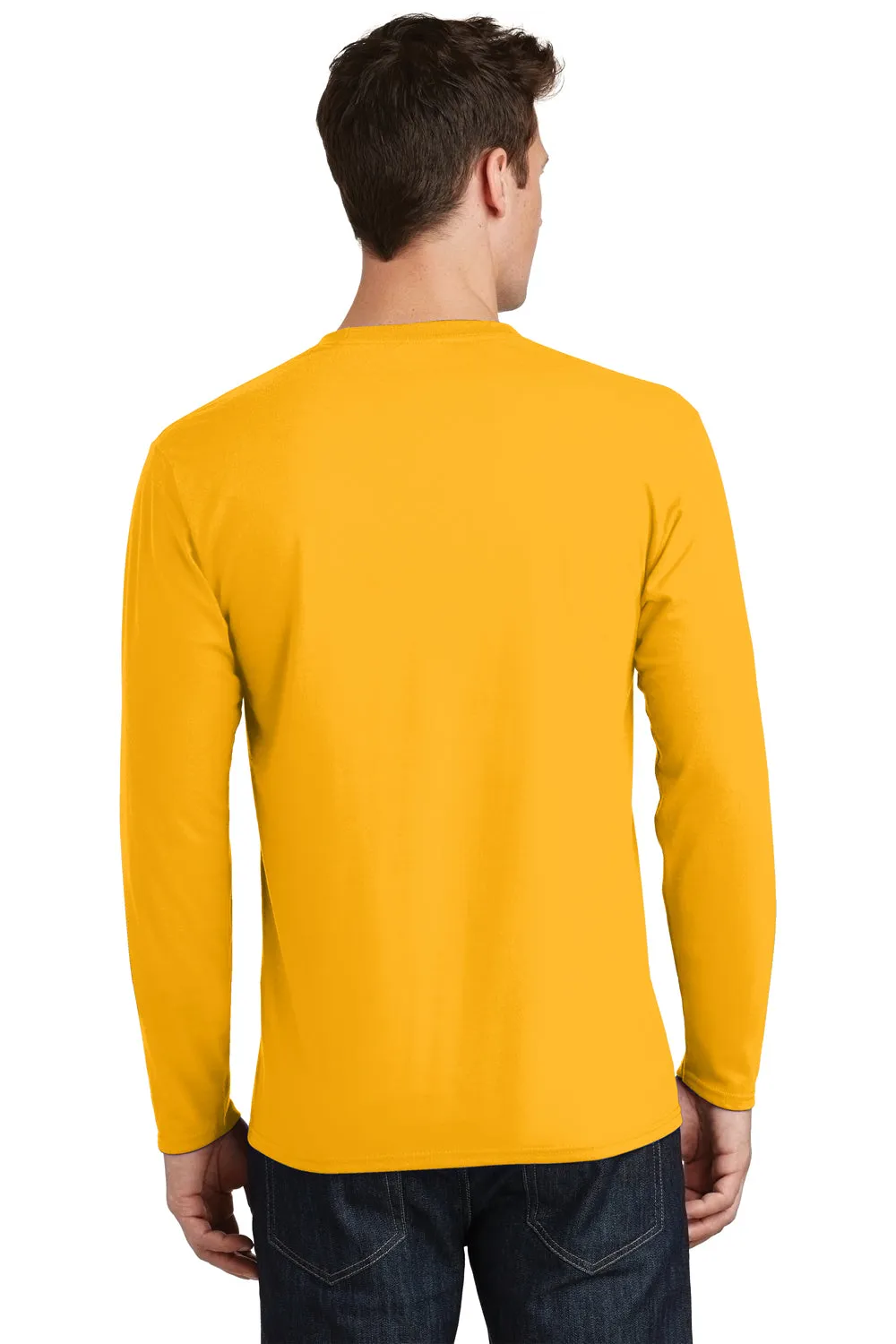 Port & Company Mens Fan Favorite Long Sleeve Crewneck T-Shirt - Bright Gold