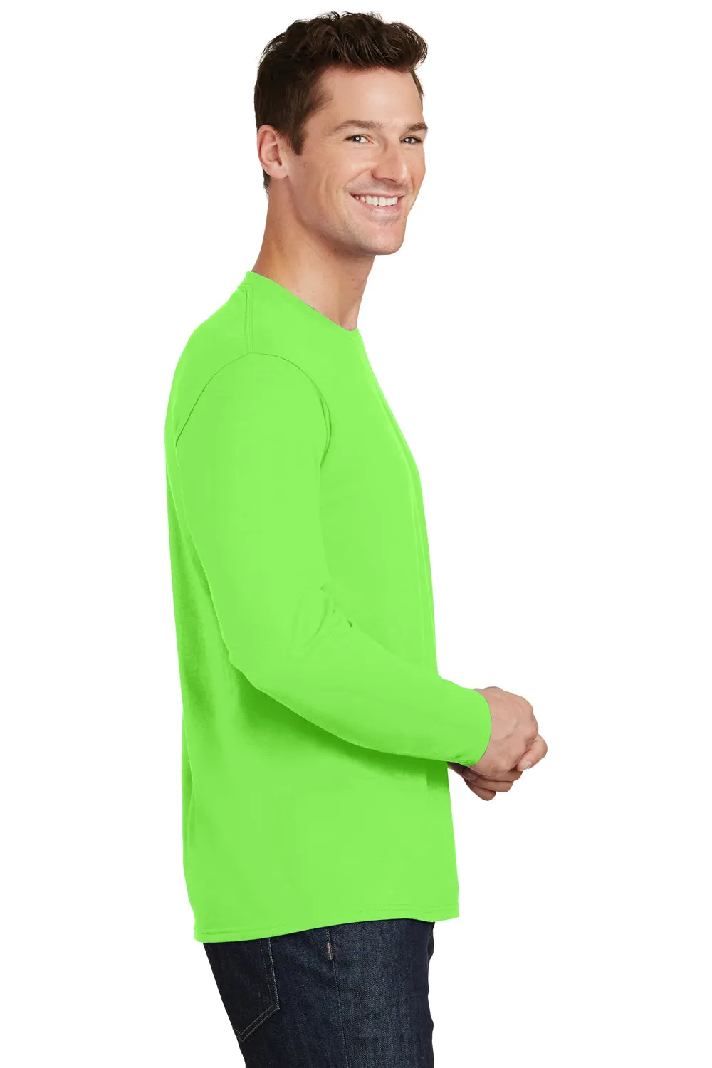Port & Company Mens Fan Favorite Long Sleeve Crewneck T-Shirt - Flash Green