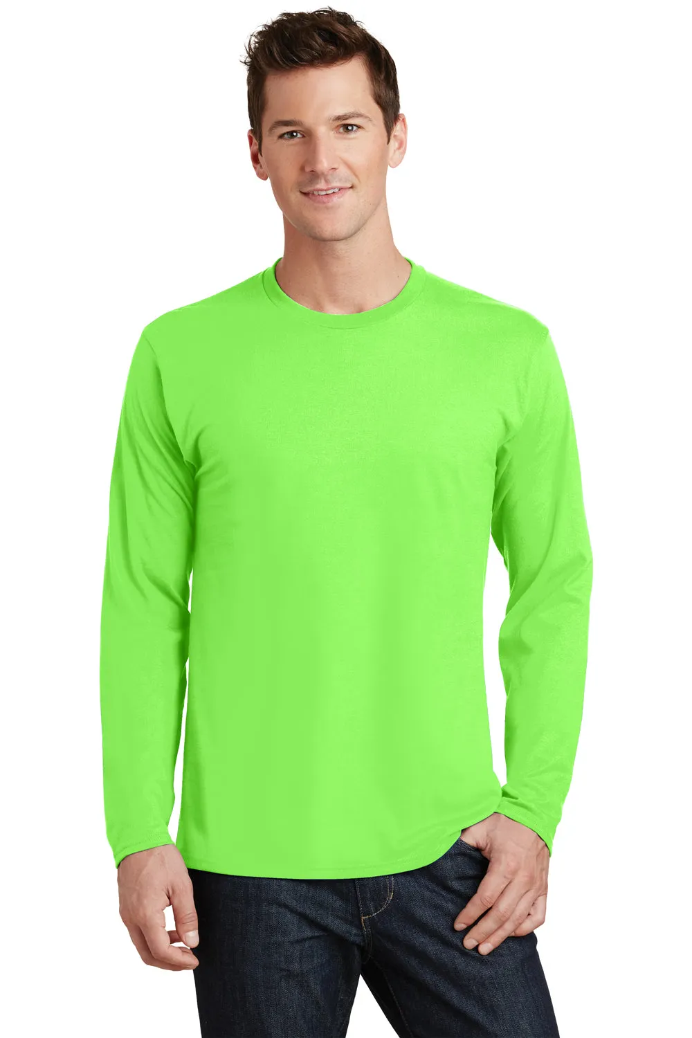 Port & Company Mens Fan Favorite Long Sleeve Crewneck T-Shirt - Flash Green