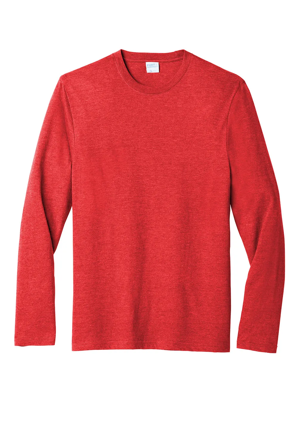 Port & Company Mens Fan Favorite Long Sleeve Crewneck T-Shirt - Heather Bright Red