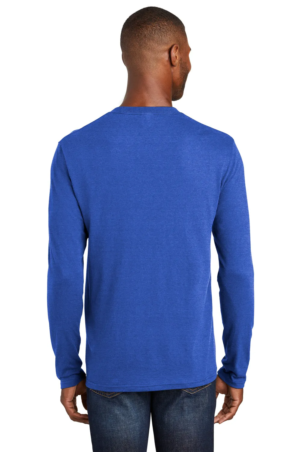Port & Company Mens Fan Favorite Long Sleeve Crewneck T-Shirt - Heather True Royal Blue