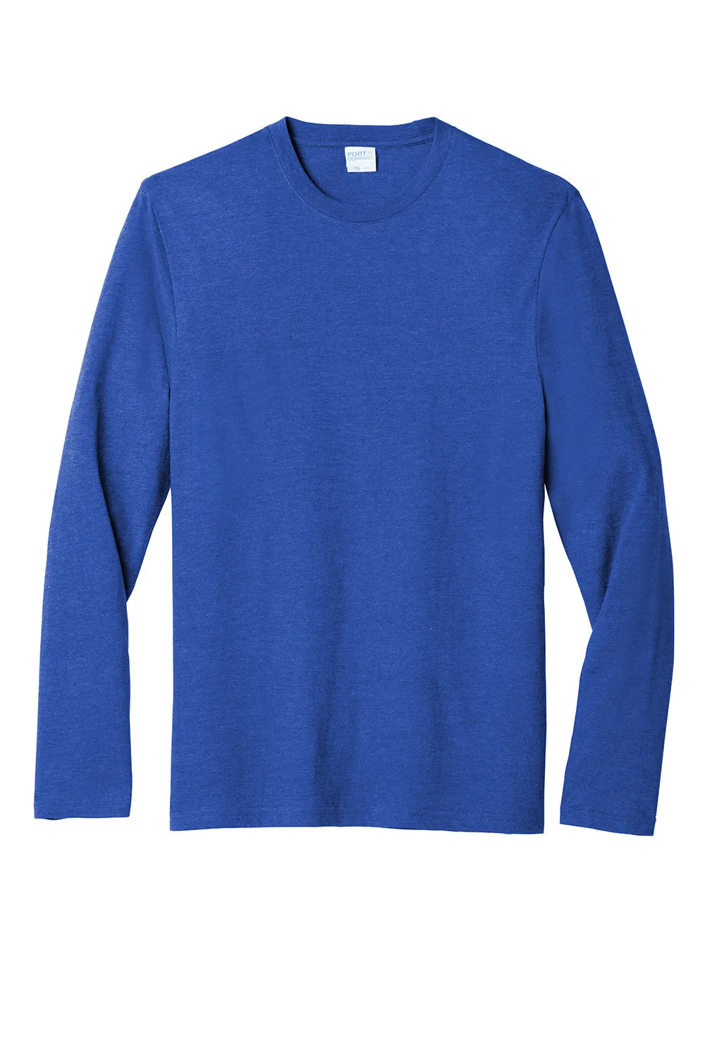 Port & Company Mens Fan Favorite Long Sleeve Crewneck T-Shirt - Heather True Royal Blue