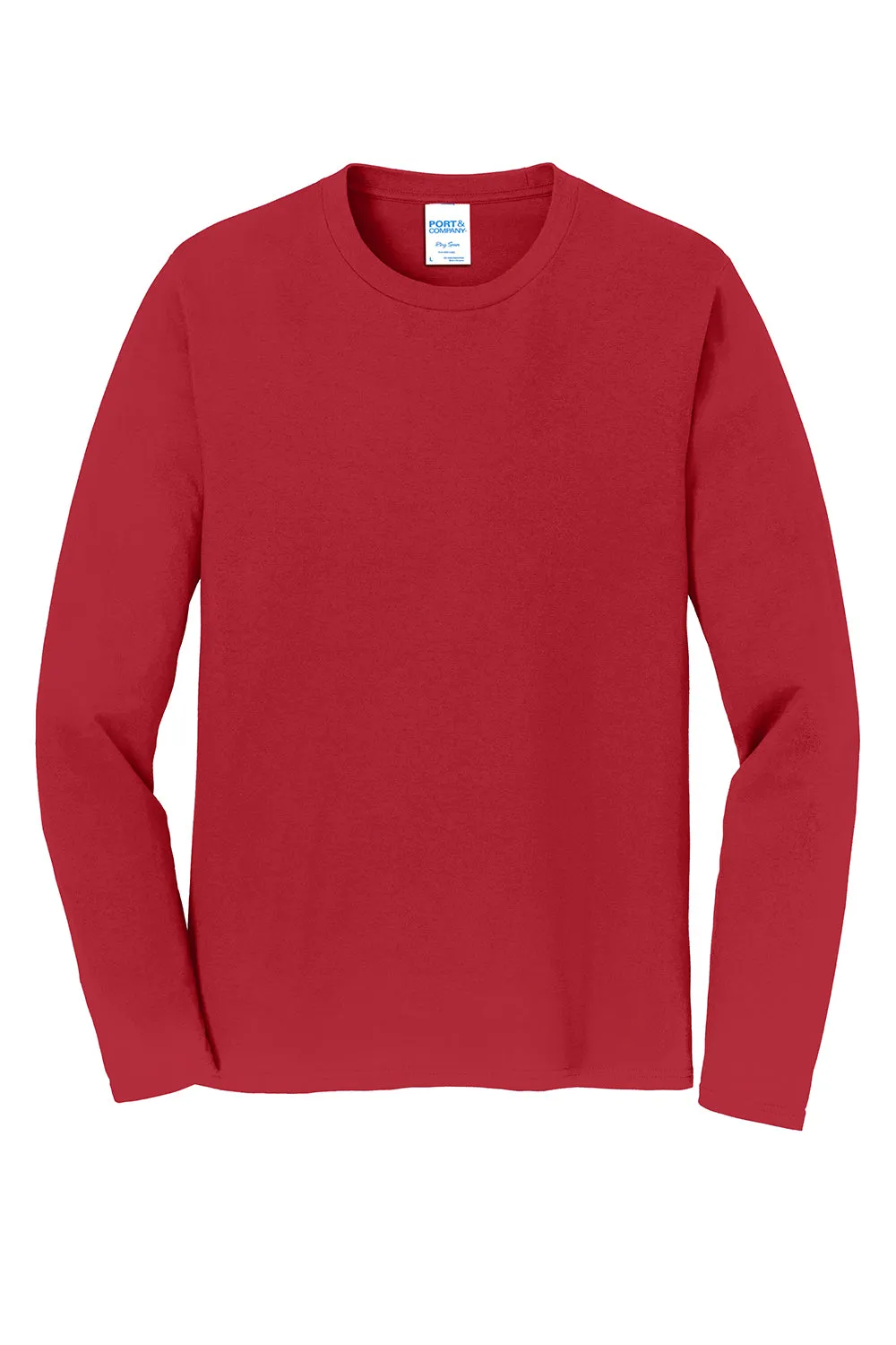 Port & Company Mens Fan Favorite Long Sleeve Crewneck T-Shirt - Team Cardinal Red