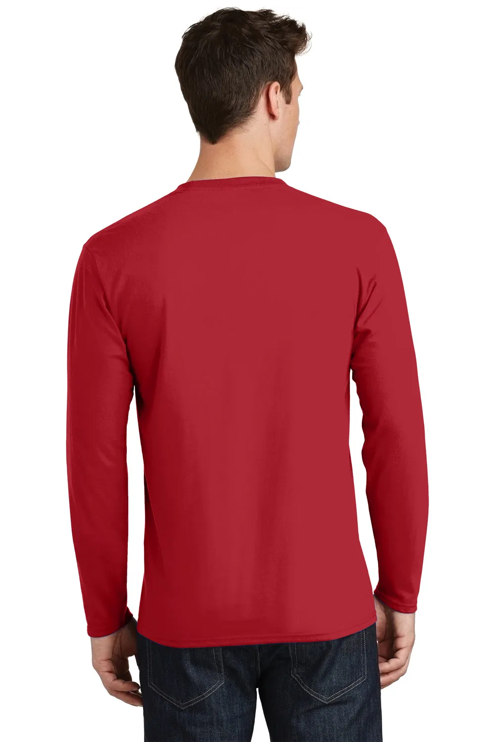 Port & Company Mens Fan Favorite Long Sleeve Crewneck T-Shirt - Team Cardinal Red
